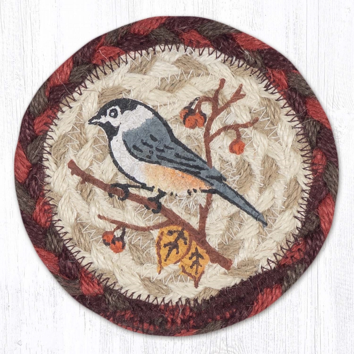 Picture of Earth Rug 31-IC717WCH 5 x 5 in. Wildlife Chickadee Printed Braided Coaster, Multi Color