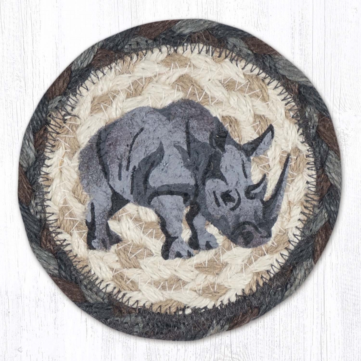 Picture of Earth Rug 31-IC895R 5 x 5 in. Rhino Printed Braided Coaster, Multi Color