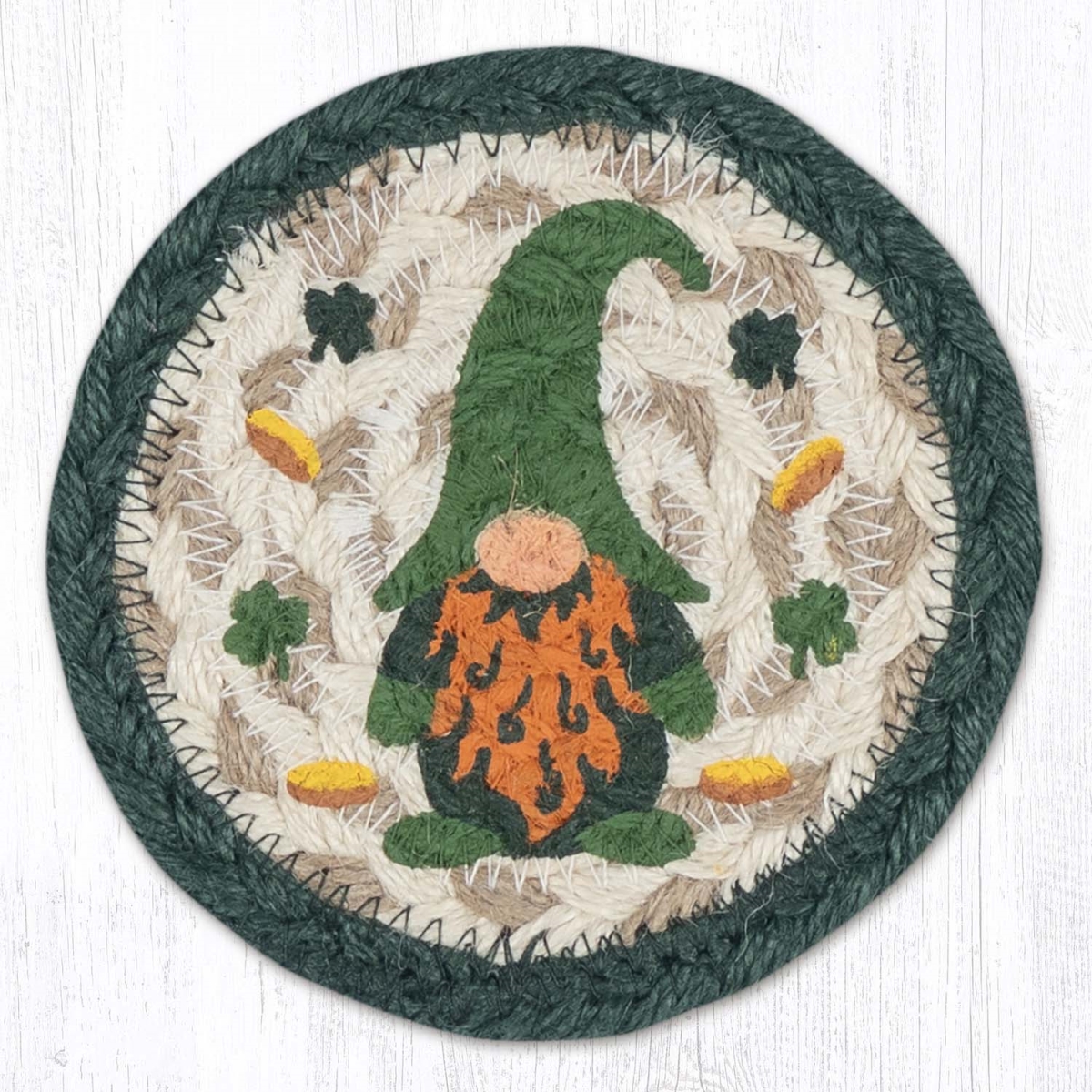 Picture of Earth Rug 31-IC924IG 5 x 5 in. Irish Gnome Printed Braided Coaster, Multi Color