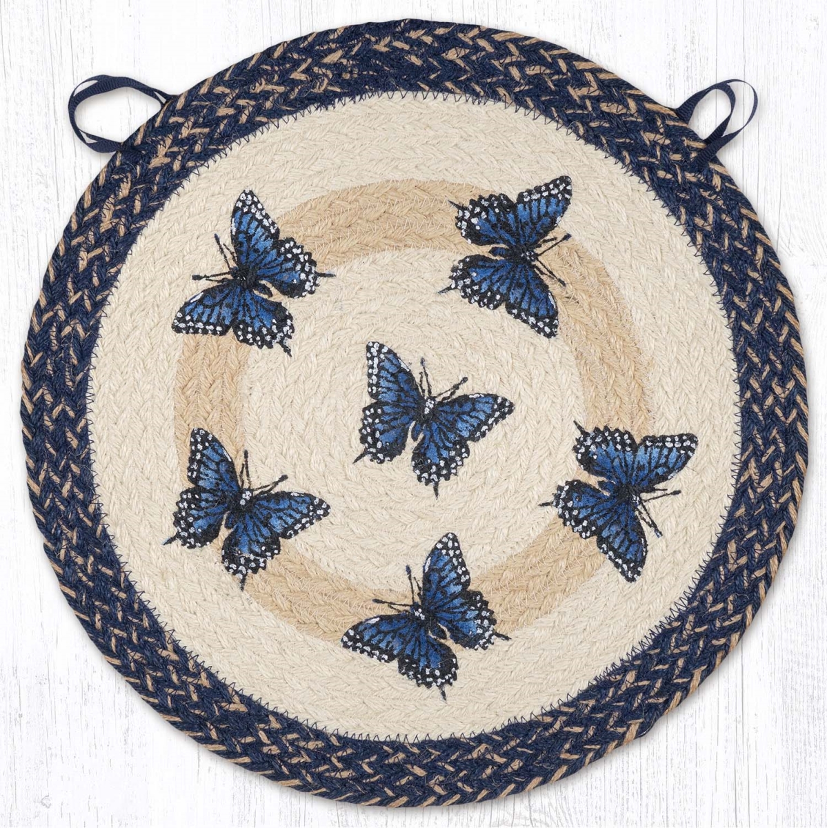 Picture of Earth Rug 49-CH9-921BS 15.5 x 15.5 in. Blue Swallowtail Braided Round Chair Pad, Multi Color
