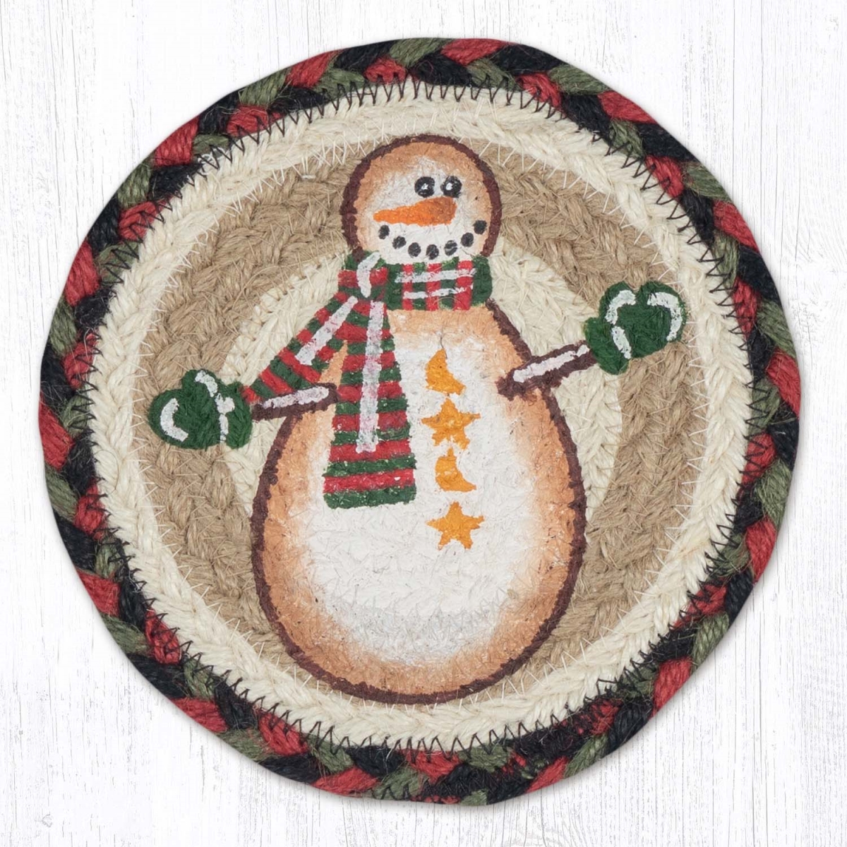 Picture of Earth Rug 79-081MSS 7 x 7 in. Moon & Star Snowman Braided Round Large Coaster, Multi Color