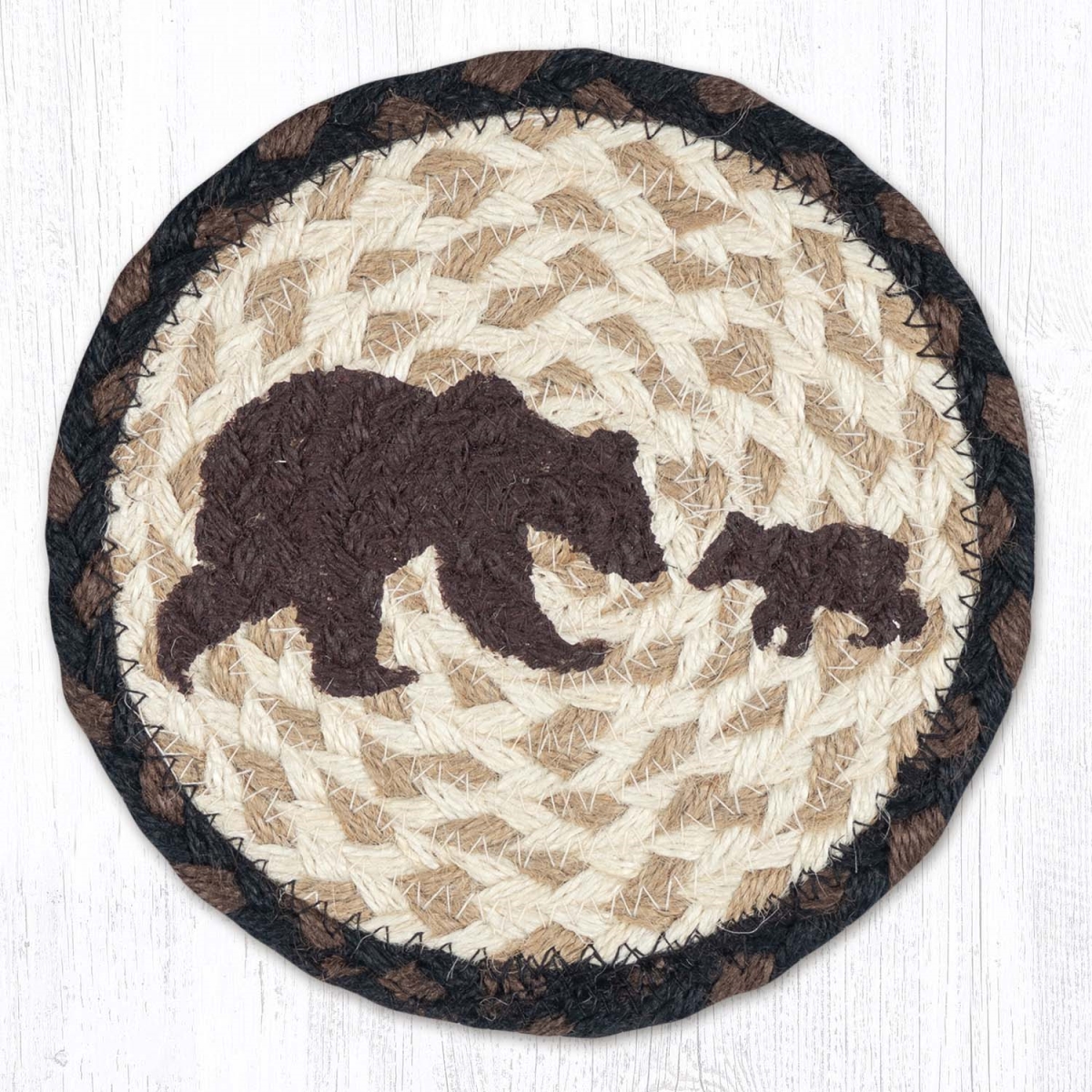 Picture of Earth Rug 79-313HBC 7 x 7 in. Happy Bear Cub Braided Round Large Coaster, Multi Color
