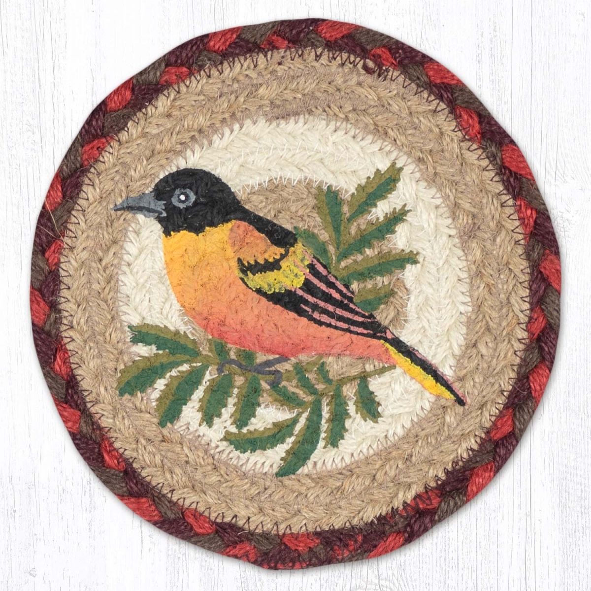 Picture of Earth Rug 79-417O 7 x 7 in. Oriole Braided Round Large Coaster, Multi Color