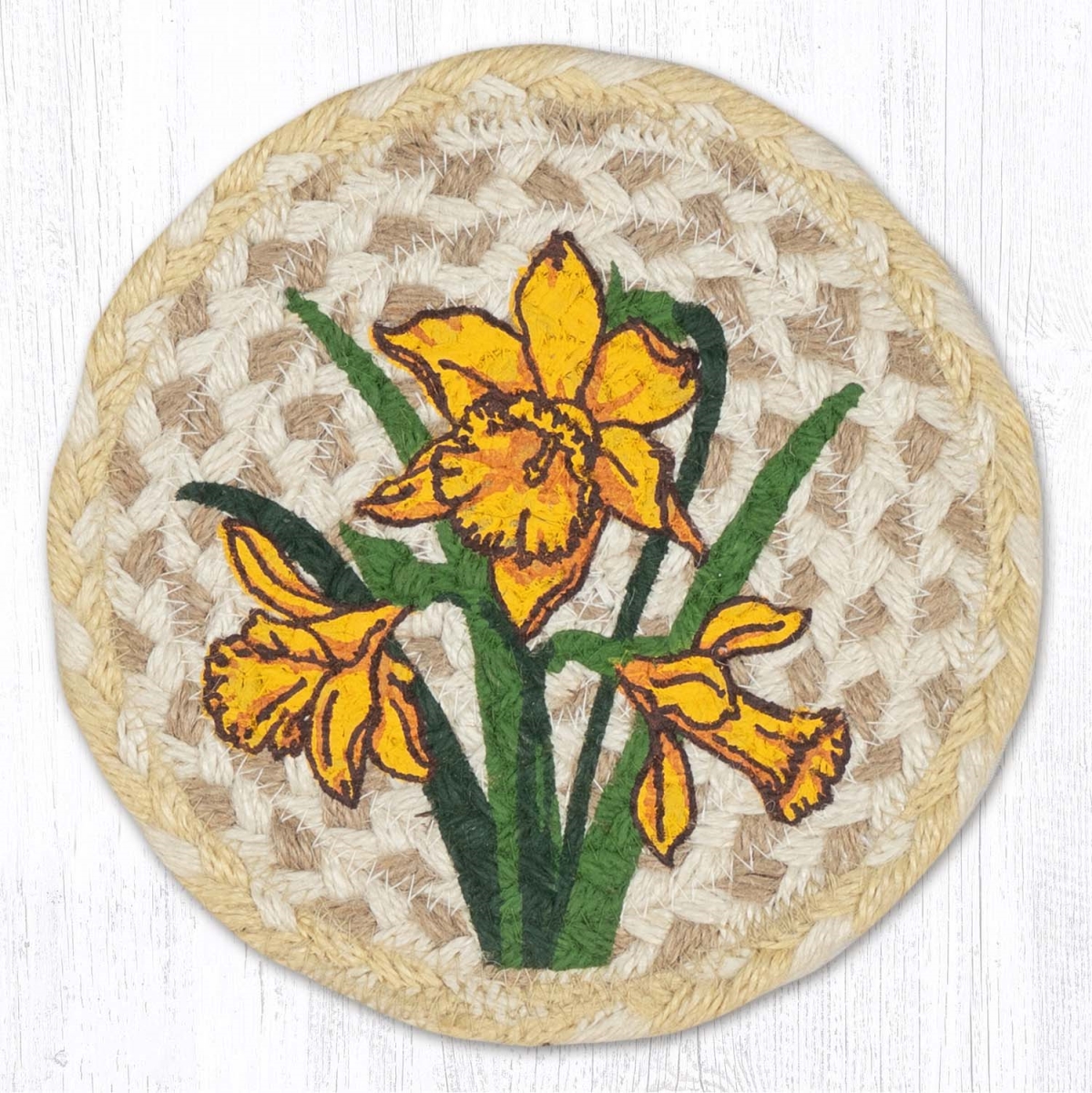 Picture of Earth Rug 79-880D 7 x 7 in. Daffodil Braided Round Large Coaster, Multi Color