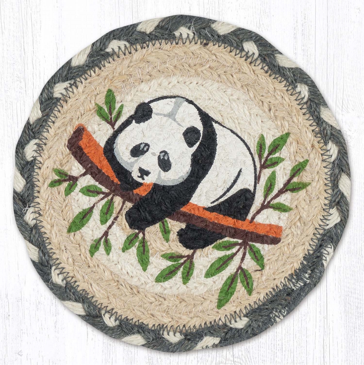 Picture of Earth Rug 79-890GP 7 x 7 in. Giant Panda Braided Round Large Coaster, Multi Color