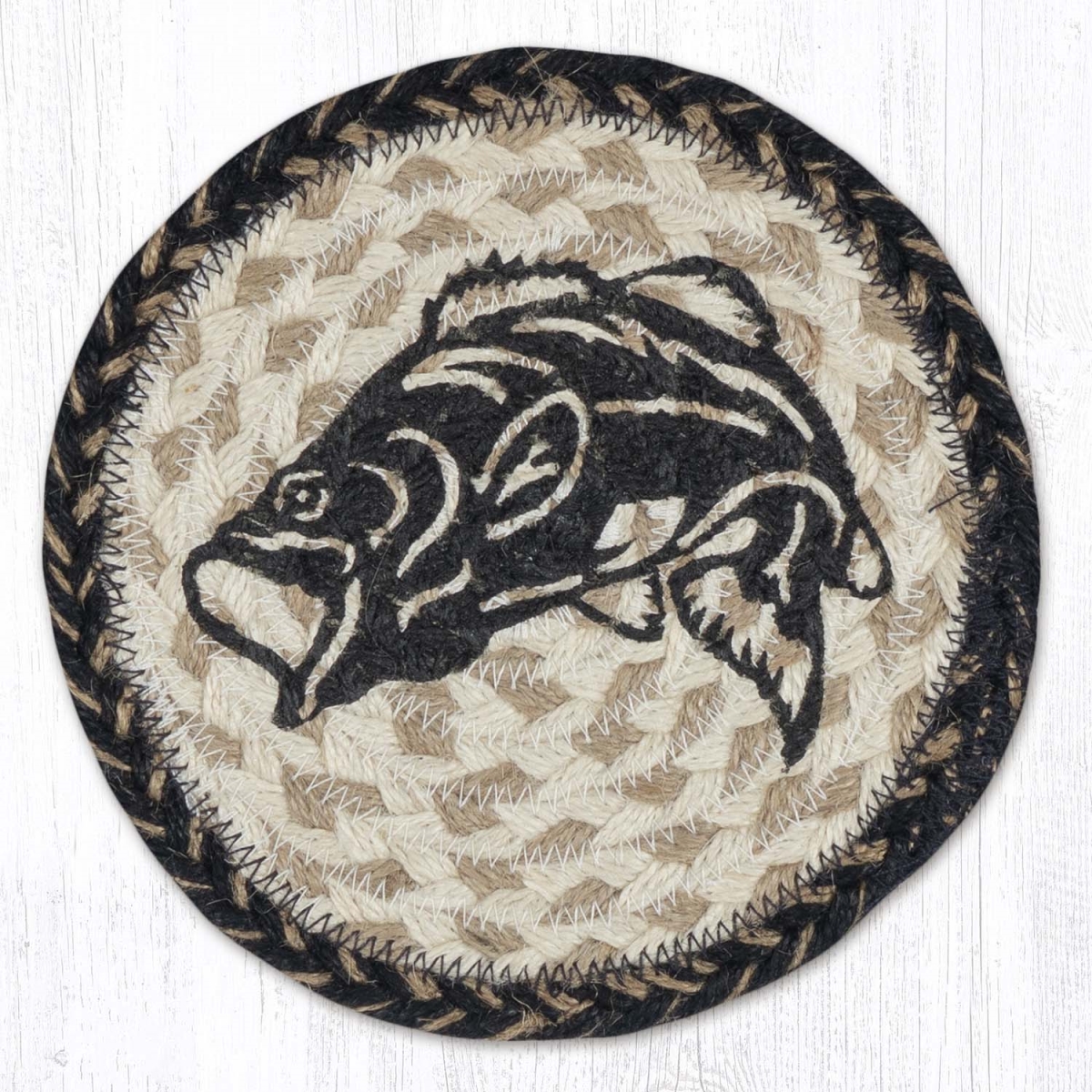 Picture of Earth Rug 79-9-093BMB 7 x 7 in. Big Mouth Bass Braided Round Large Coaster, Multi Color