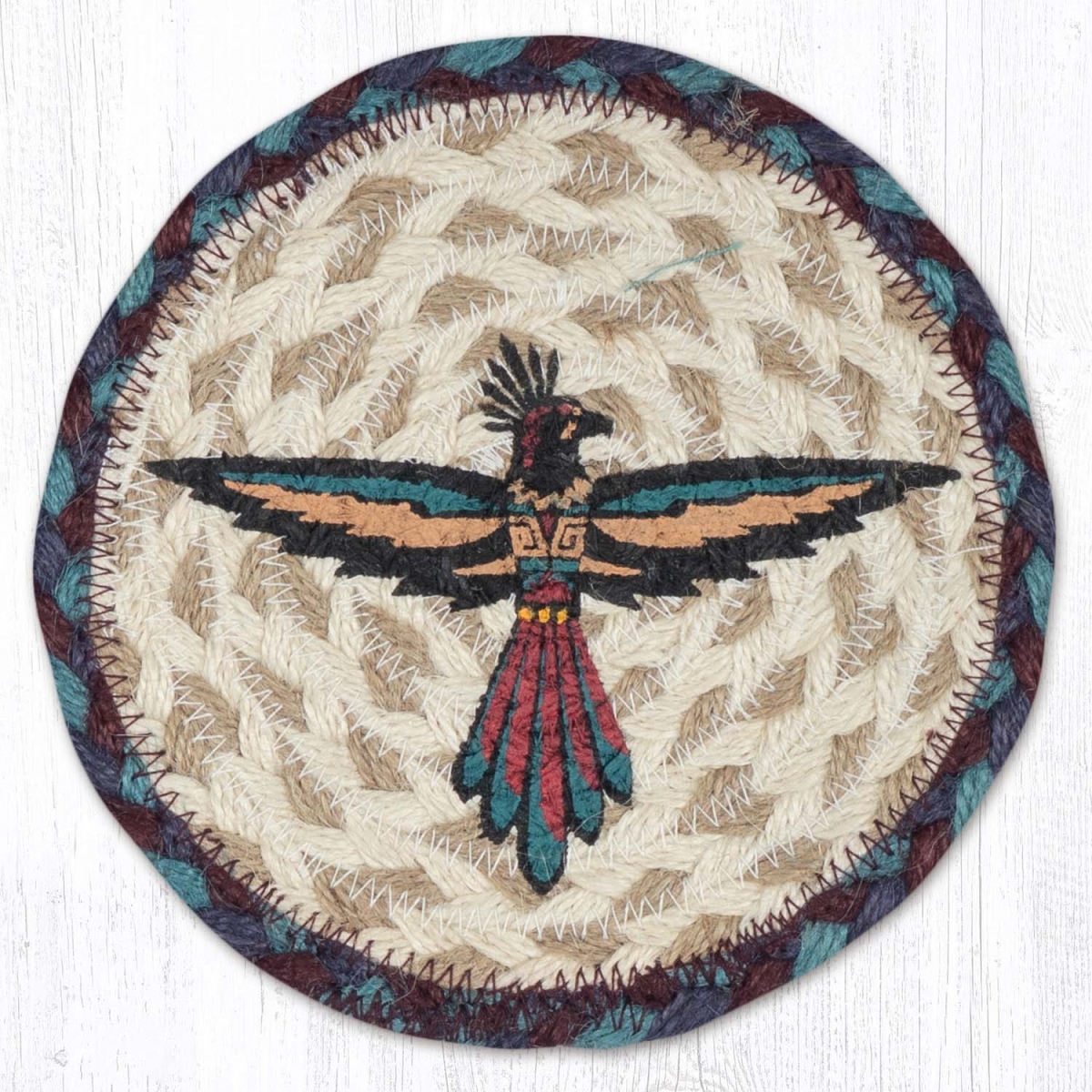 Picture of Earth Rug 79-917T 7 x 7 in. Thunderbird Braided Round Large Coaster&#44; Multi Color