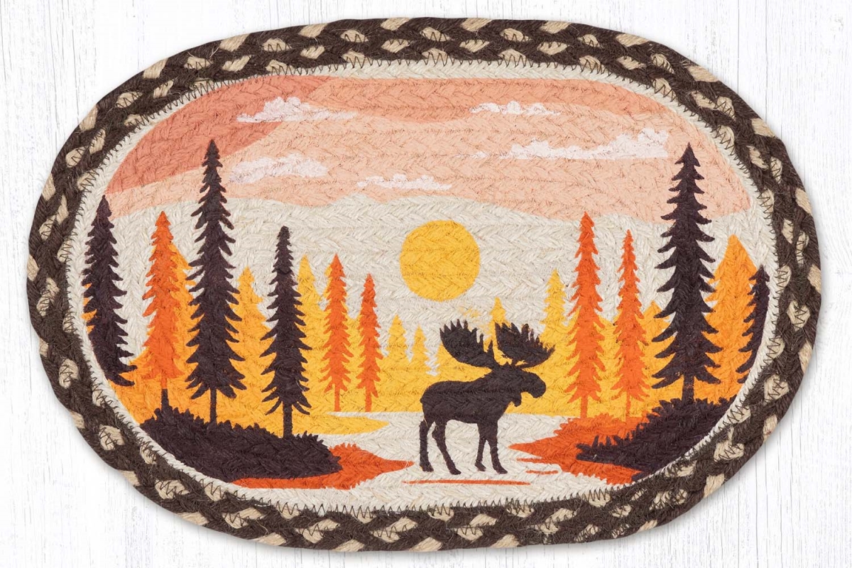 Picture of Earth Rug 81-518MC 10 x 15 in. MSP-518 Moose Crossing Printed Oval Swatch Rug