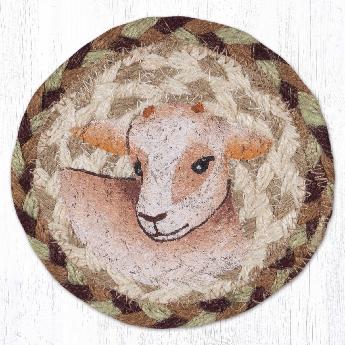 Picture of Earth Rug 31-IC413KG 5 x 5 in. Kid Goat Printed Braided Coaster, Multi Color