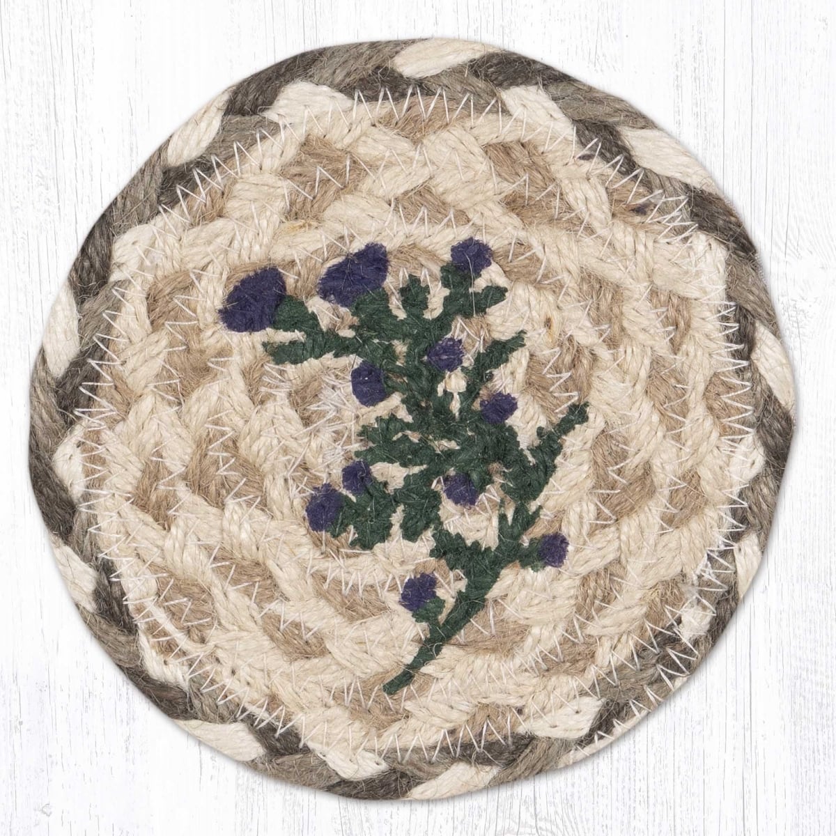 31-IC826TV 5 x 5 in. Thistle & Vine Printed Braided Coaster, Multi Color