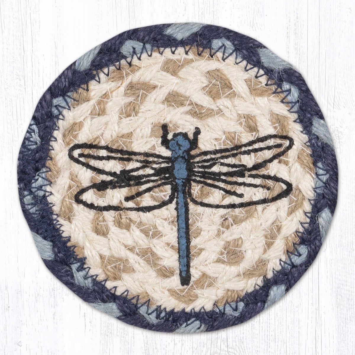 Picture of Earth Rug 31-IC859D 5 x 5 in. Dragonfly Printed Braided Coaster, Multi Color
