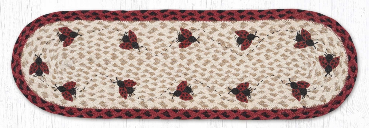 Picture of Earth Rug 49-ST396L 27 x 8.25 in. ST-OP-396 Ladybug Braided Oval Stair Tread Mat&#44; Multi Color