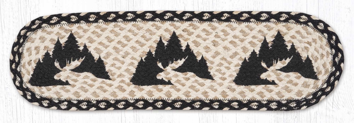 Picture of Earth Rug 49-ST430GM 27 x 8.25 in. ST-OP-430 Graphic Moose Braided Oval Stair Tread Mat&#44; Multi Color