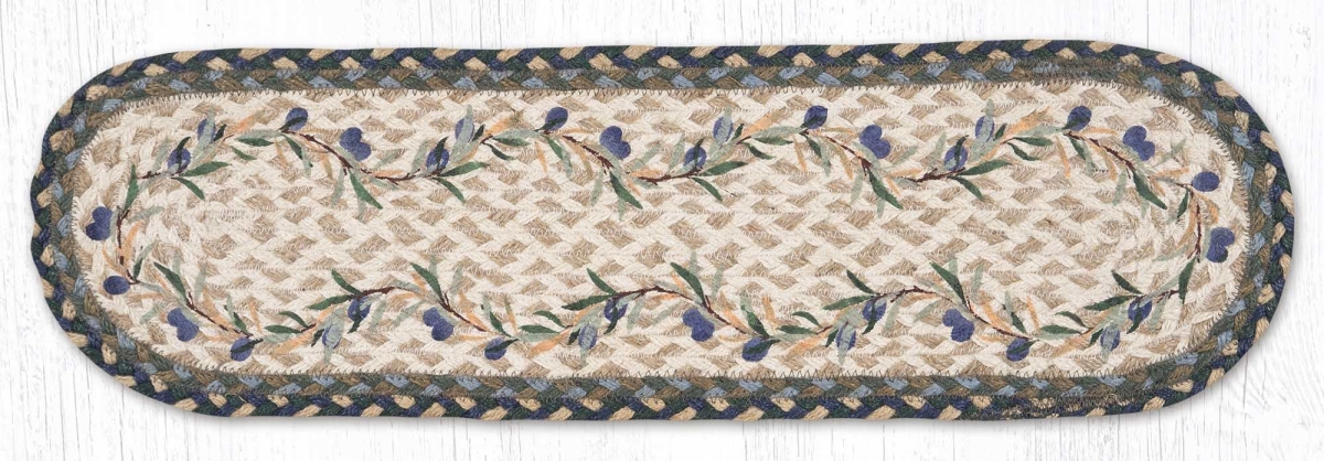 Picture of Earth Rug 49-ST503OB 27 x 8.25 in. ST-OP-503 Olive Border Braided Oval Stair Tread Mat&#44; Multi Color