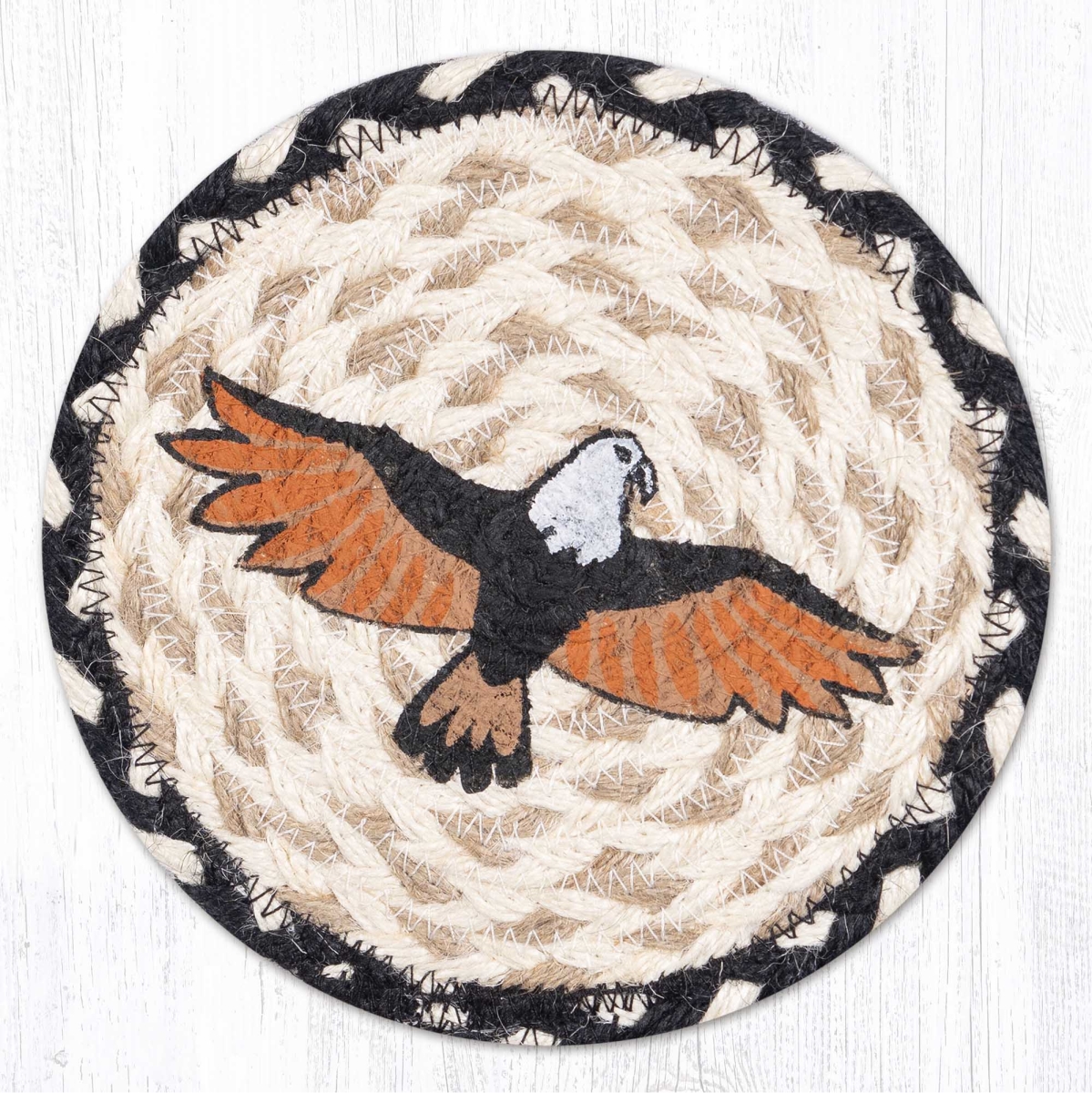 Picture of Earth Rug 79-430E 7 x 7 in. Eagle Braided Round Large Coaster, Multi Color