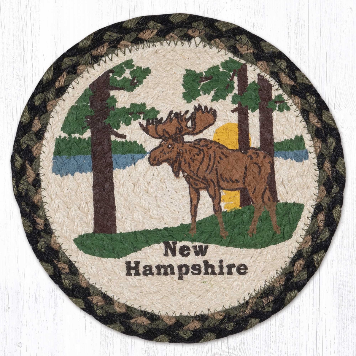 Picture of Earth Rug 80-116NHM 10 x 10 in. MSPR-116   Hampshire Moose Printed Braided Round Trivet&#44; Multi Color