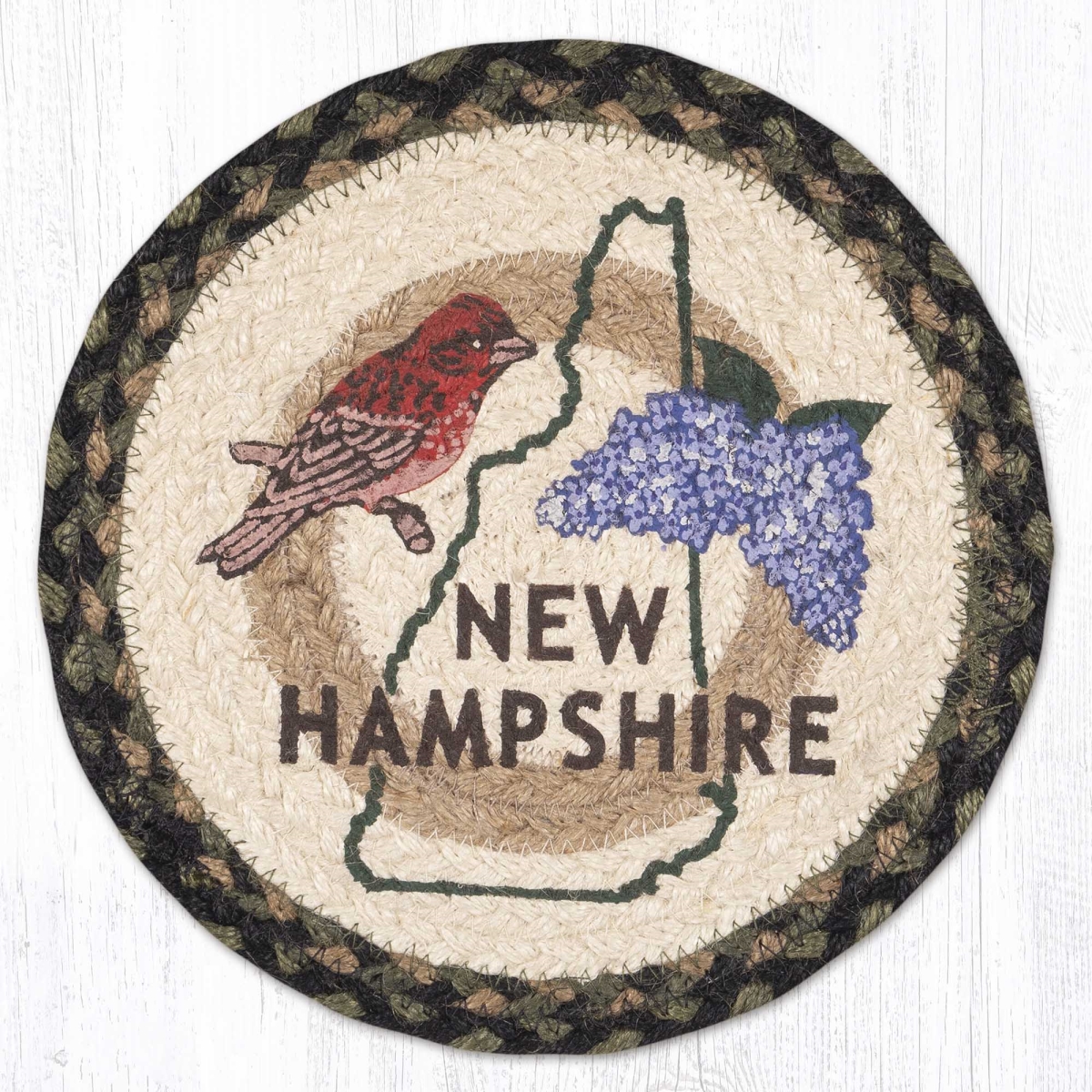 80-116NHSB 10 x 10 in. MSPR-116 NH State Bird Printed Braided Round Trivet, Multi Color
