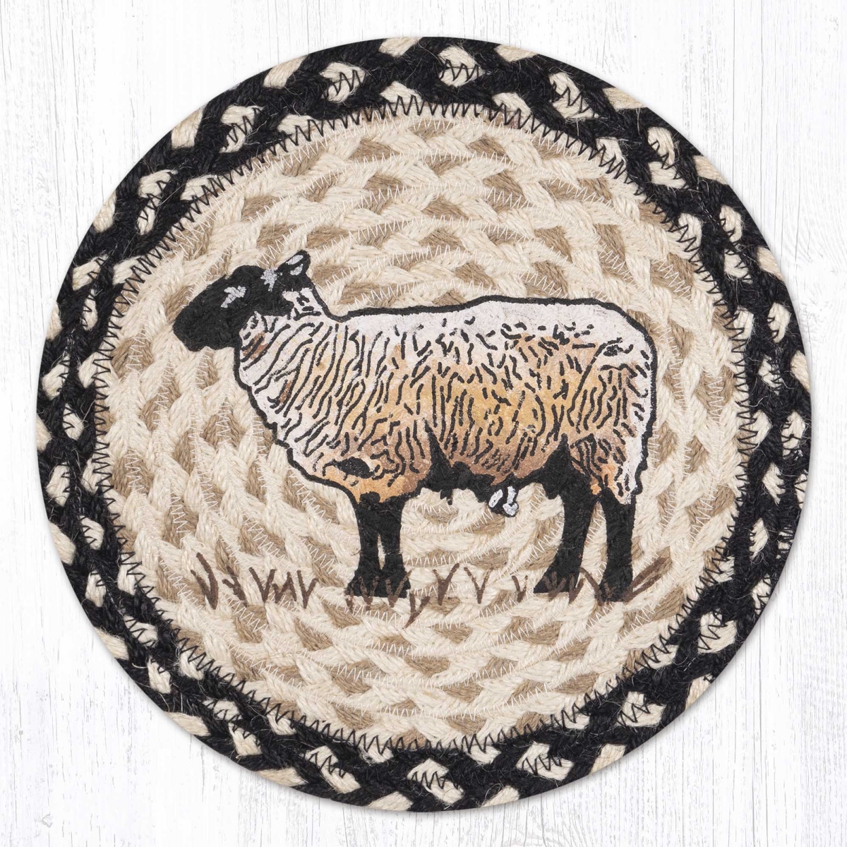 Picture of Earth Rug 80-445LP 10 x 10 in. MSPR-445 Lamb Patch Printed Braided Round Trivet&#44; Multi Color