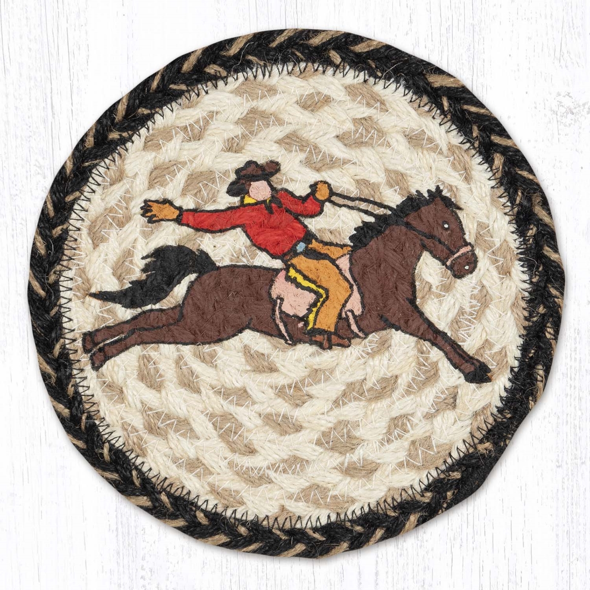 Picture of Earth Rug 79-9-093BC 7 x 7 in. LC-9-93 Bucking Cowboy Round Large Coaster