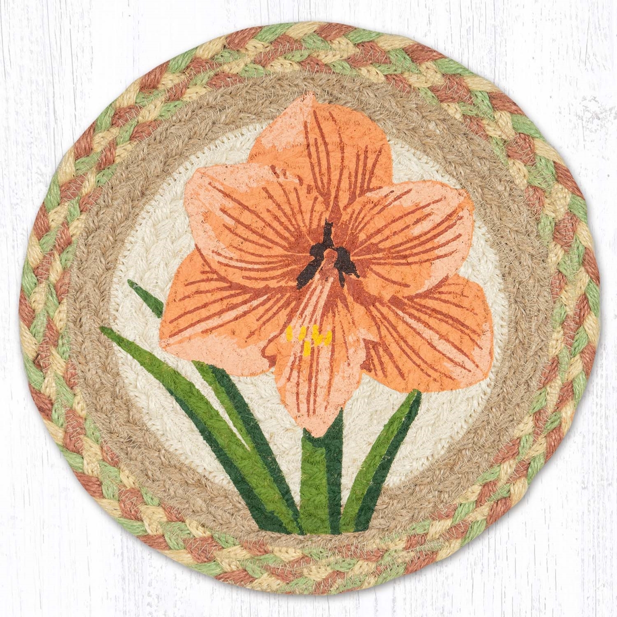 Picture of Earth Rug 80-328A 10 x 10 in. MSPR-328 Amaryllis Printed Round Trivet