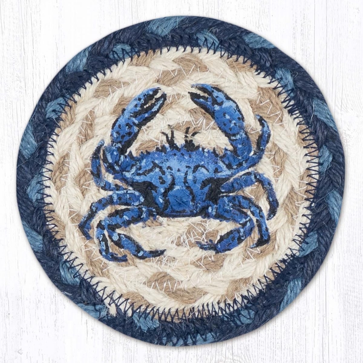 Picture of Earth Rug 31-IC362CDB 5 x 5 in. Crab Dark Blue Printed Braided Coaster, Multi Color