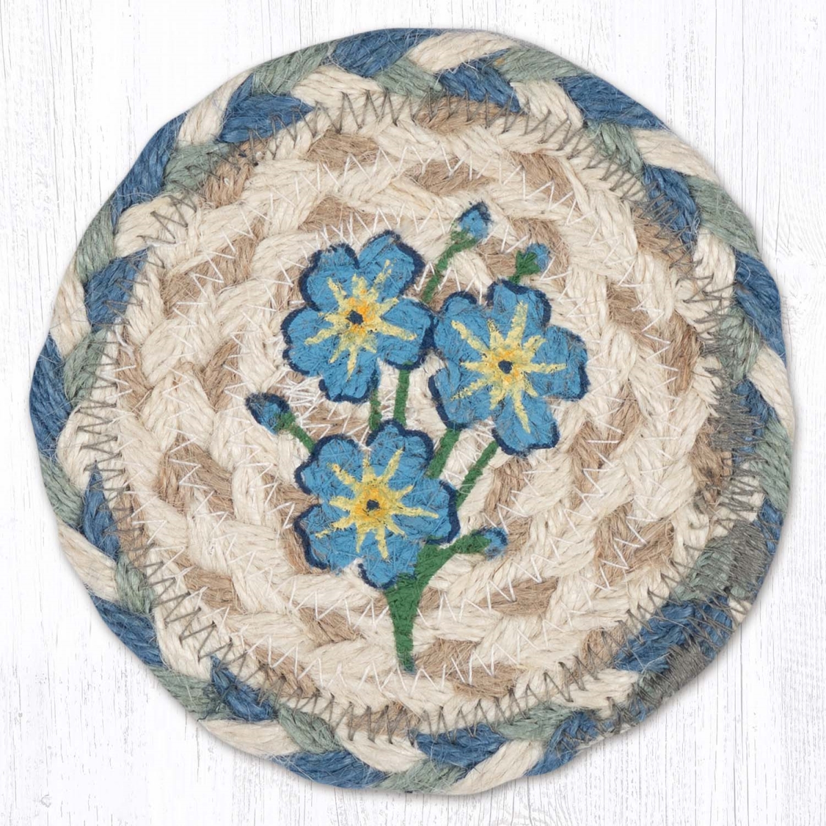 Picture of Earth Rug 31-IC363FMN 5 x 5 in. Forget Me Not Printed Braided Coaster, Multi Color