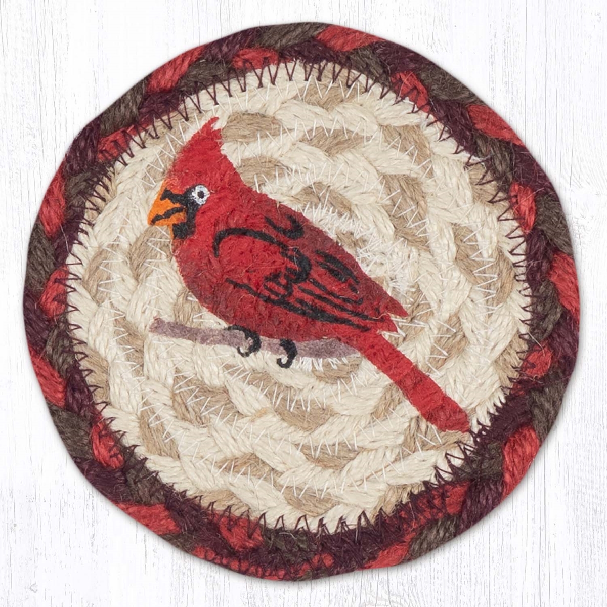Picture of Earth Rug 31-IC417C 5 x 5 in. Cardinal Printed Braided Coaster, Multi Color
