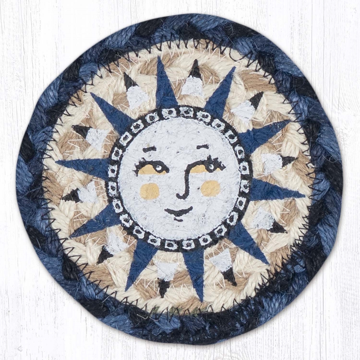 Picture of Earth Rug 31-IC443NWS 5 x 5 in. Nautical White Sun Printed Braided Coaster, Multi Color