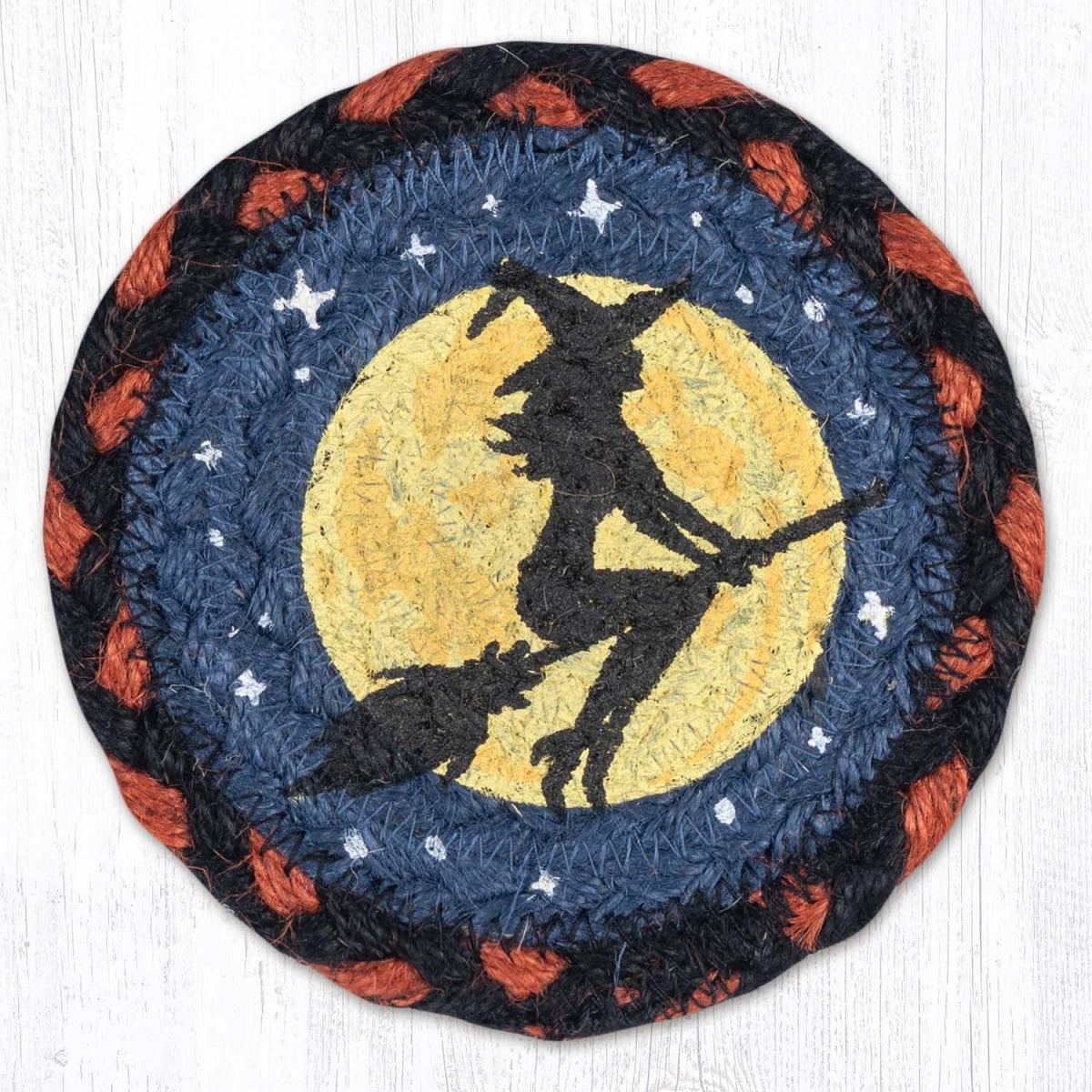 Picture of Earth Rug 31-IC590FW 5 x 5 in. Flying Witch Printed Braided Coaster, Multi Color