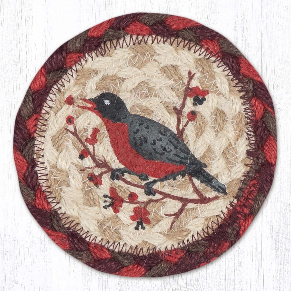 Picture of Earth Rug 31-IC717WR 5 x 5 in. Wildlife Robin Printed Braided Coaster, Multi Color