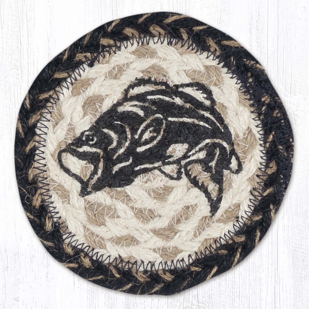 Picture of Earth Rug 31-IC9-093BMB 5 x 5 in. Big Mouth Bass Printed Braided Coaster, Multi Color