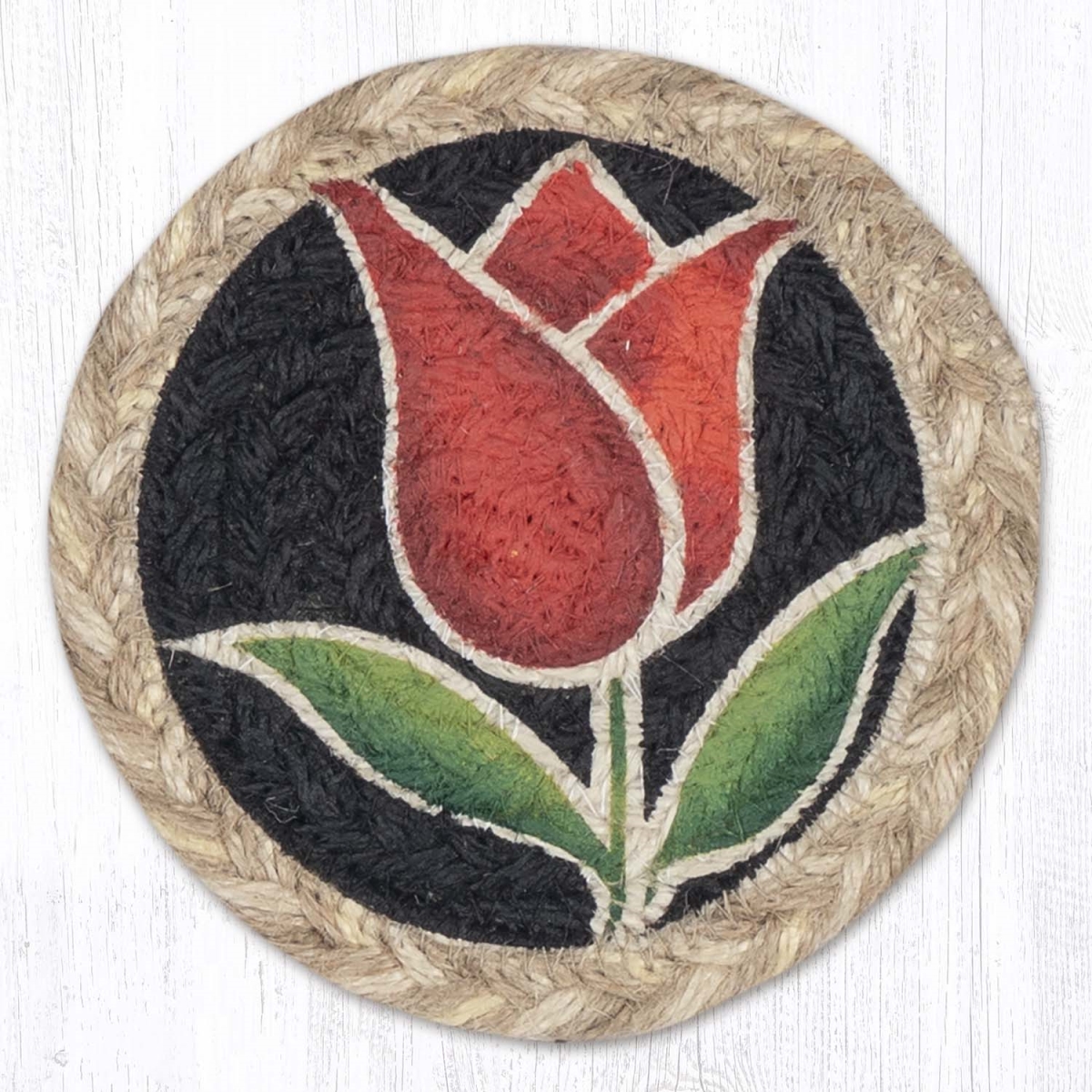 Picture of Earth Rug 31-IC9-776TR 5 x 5 in. Tulip Red Printed Braided Coaster, Multi Color