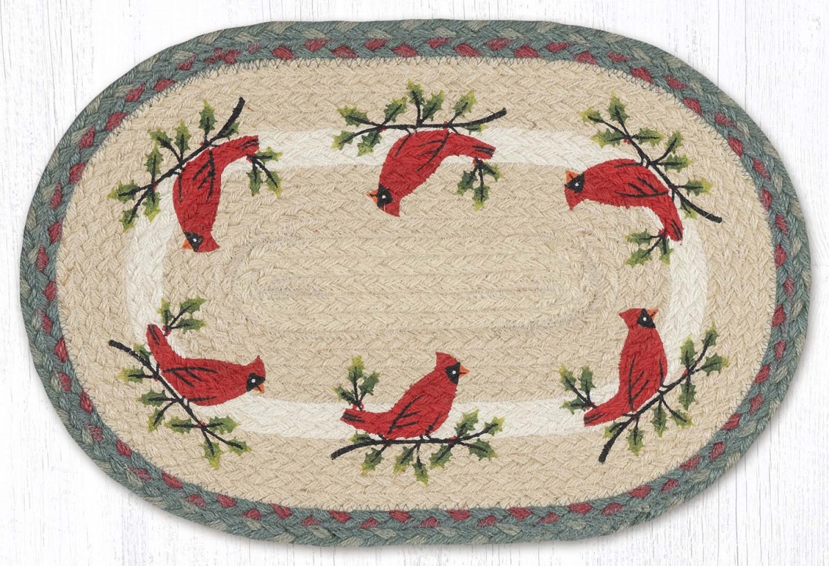 Picture of Earth Rug 48-025HC 13 x 19 in. Holly Cardinal Braided Oval Placemat, Multi Color