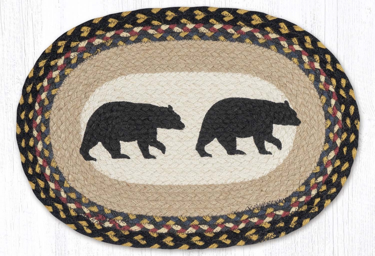 48-043AB 13 x 19 in. American Bear Braided Oval Placemat, Multi Color