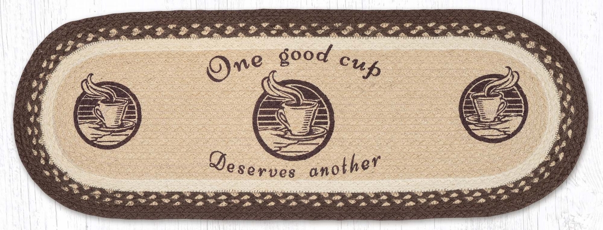 Picture of Earth Rug 68-133OGC 13 x 36 in. One Good Cup Braided Oval Table Runner, Burgundy & Mustard