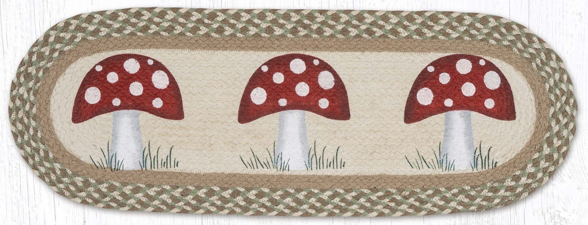 Picture of Earth Rug 68-660M 13 x 36 in. Mushroom Braided Oval Table Runner, Burgundy & Mustard