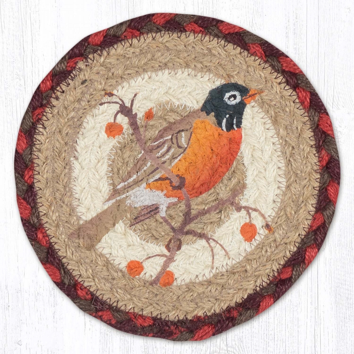 Picture of Earth Rug 79-417R 7 x 7 in. Robin Braided Round Large Coaster, Multi Color