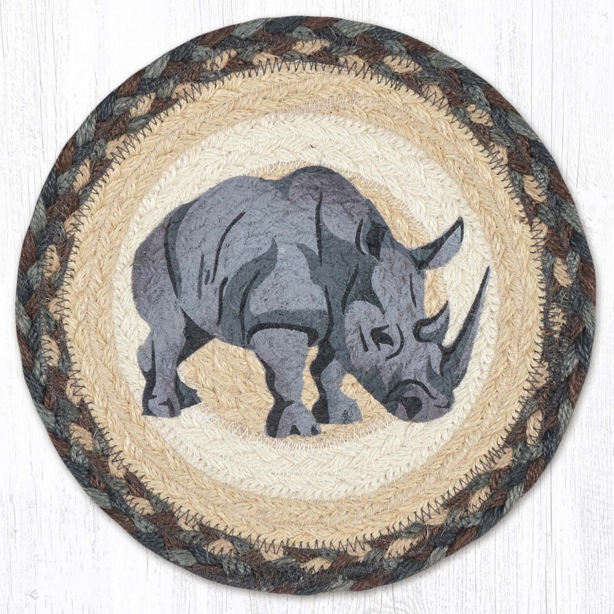 Picture of Earth Rug 80-895R 10 x 10 in. MSPR-895 Rhino Printed Braided Round Trivet, Multi Color
