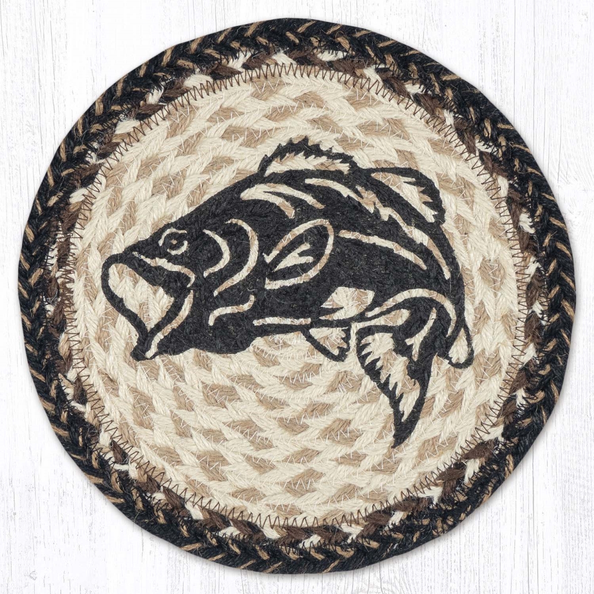 Picture of Earth Rug 80-9-093BMB 10 x 10 in. MSPR-9-93 Big Mouth Bass Printed Braided Round Trivet&#44; Multi Color