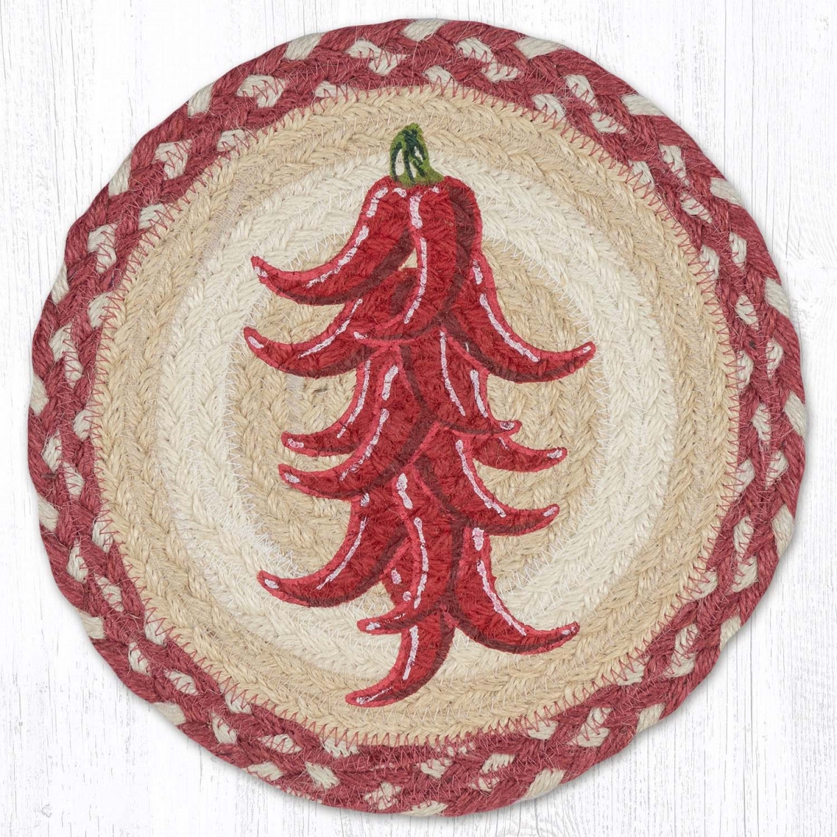 Picture of Earth Rug 80-916CPR 10 x 10 in. MSPR-916 Chili Pepper Ristra Printed Braided Round Trivet&#44; Multi Color