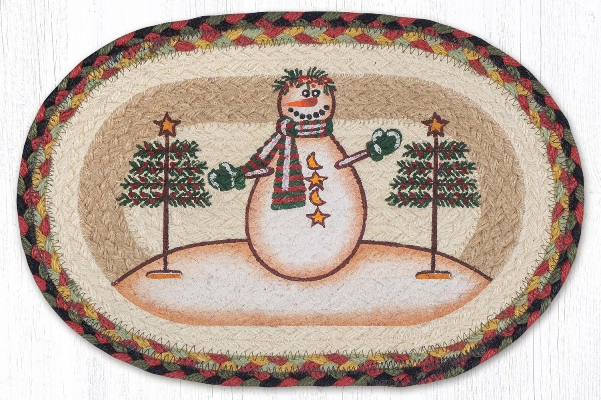 81-081MSS 10 x 15 in. MSP-81 Moon & Star Snowman Printed Oval Swatch Rug