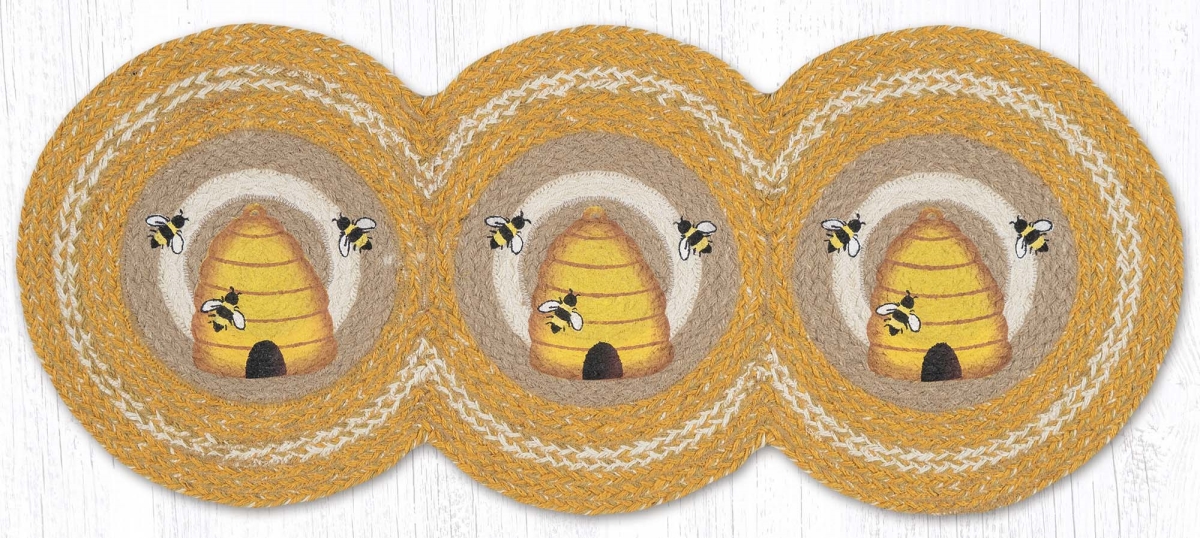 Picture of Earth Rug 95-9-101B 15 x 36 in. Beehive Printed Braided Tri Circle Table Runner, Multi Color