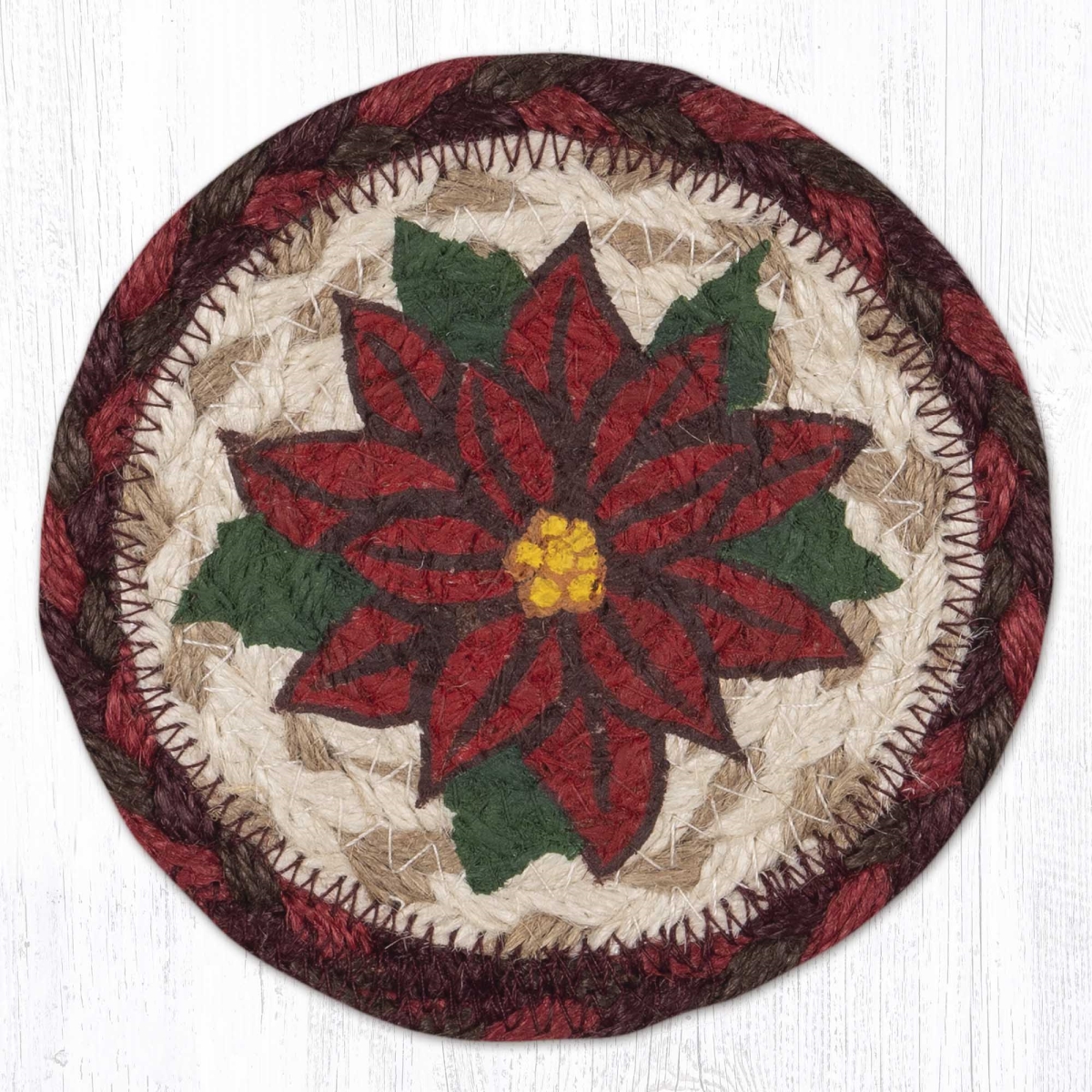 Picture of Earth Rug 31-IC417P 5 x 5 in. Poinsettia Printed Braided Coaster, Multi Color