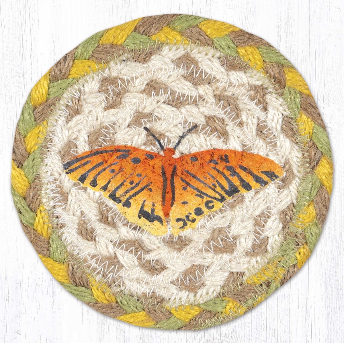 Picture of Earth Rug 31-IC654B 5 x 5 in. Butterfly Printed Braided Coaster, Multi Color