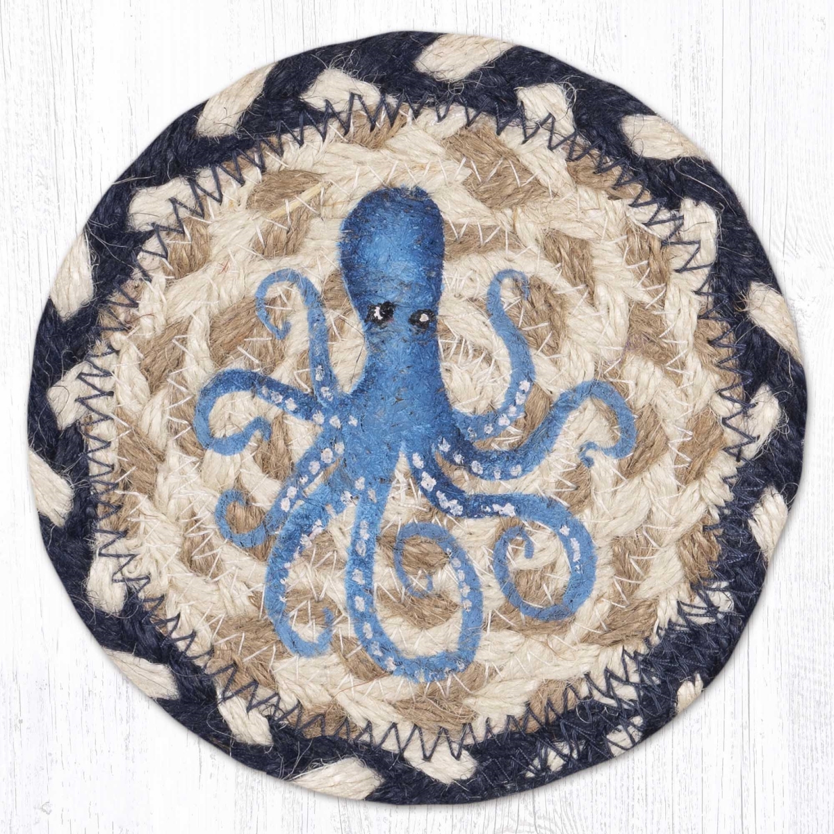 Picture of Earth Rug 31-IC830BO 5 x 5 in. Blue Octopus Printed Braided Coaster, Multi Color