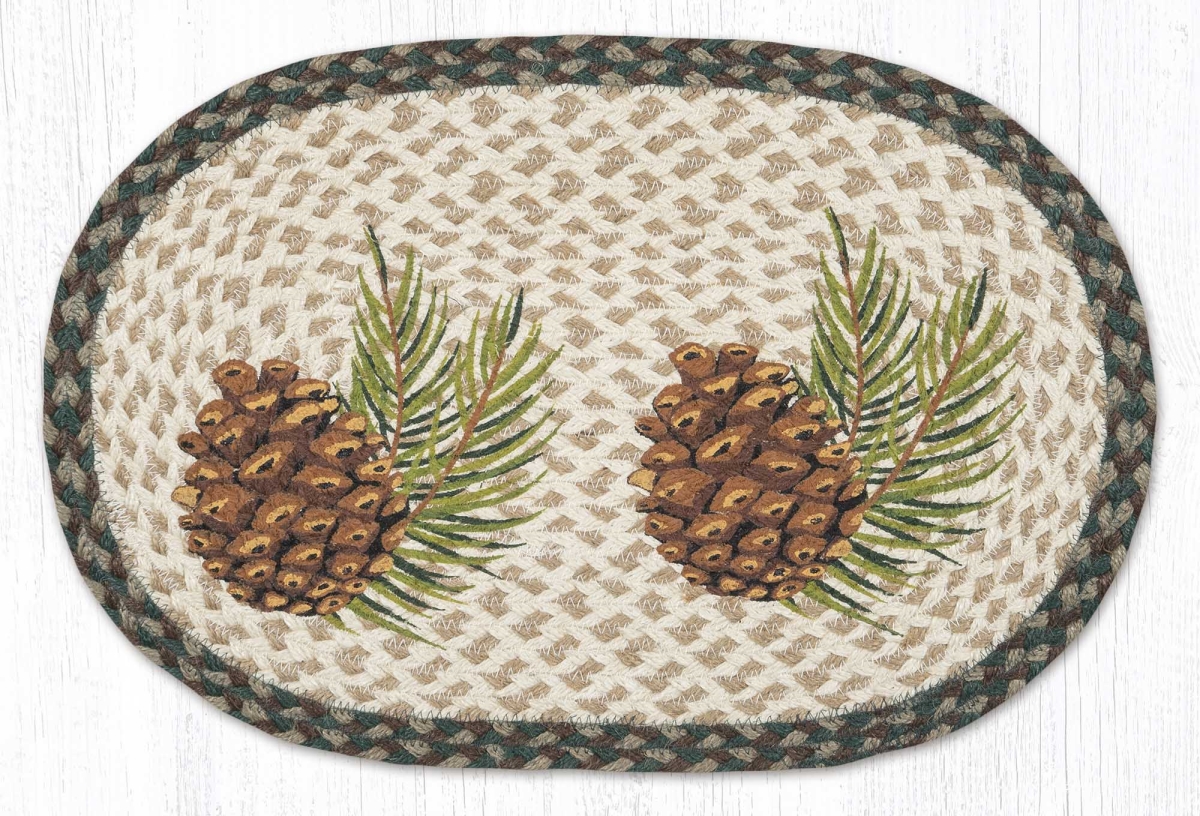 Picture of Earth Rug 48-577GP 13 x 19 in. Graphic Pinecone Braided Oval Placemat, Multi Color