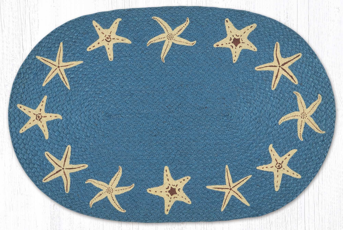 65-810S 20 x 30 in. Starfish Braided Oval Patch Rug, Multi Color