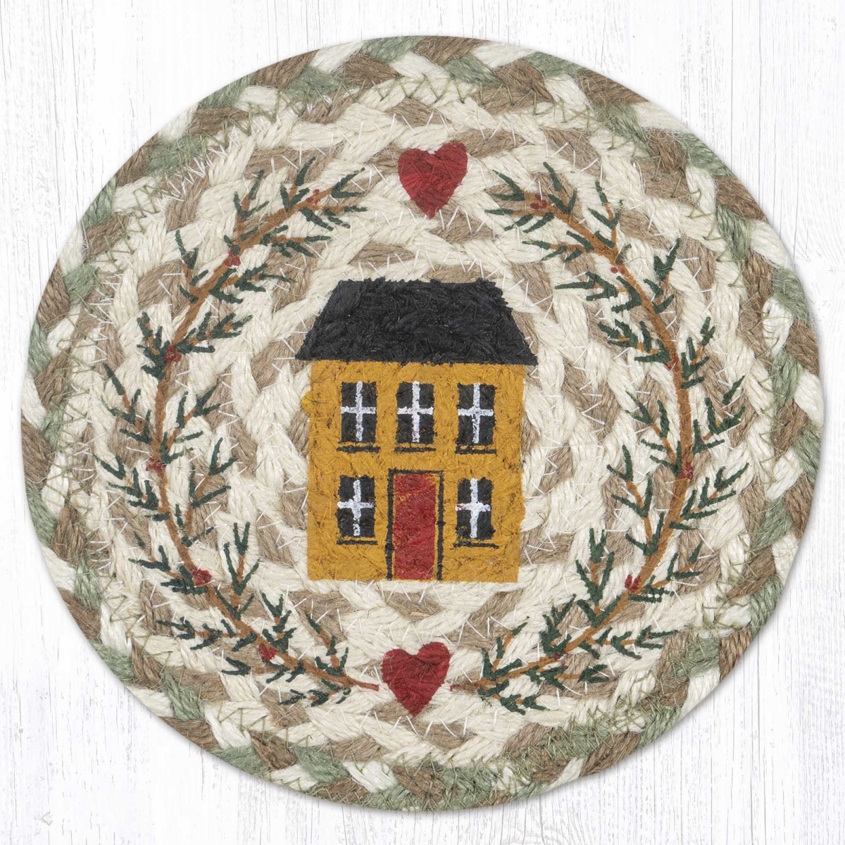 Picture of Earth Rug 79-660HG 7 x 7 in. House & Garland Braided Round Large Coaster, Multi Color