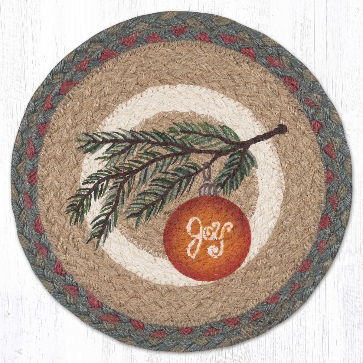 Picture of Earth Rug 80-025OB 10 x 10 in. MSPR-25 Ornament on Branch Printed Braided Round Trivet&#44; Multi Color