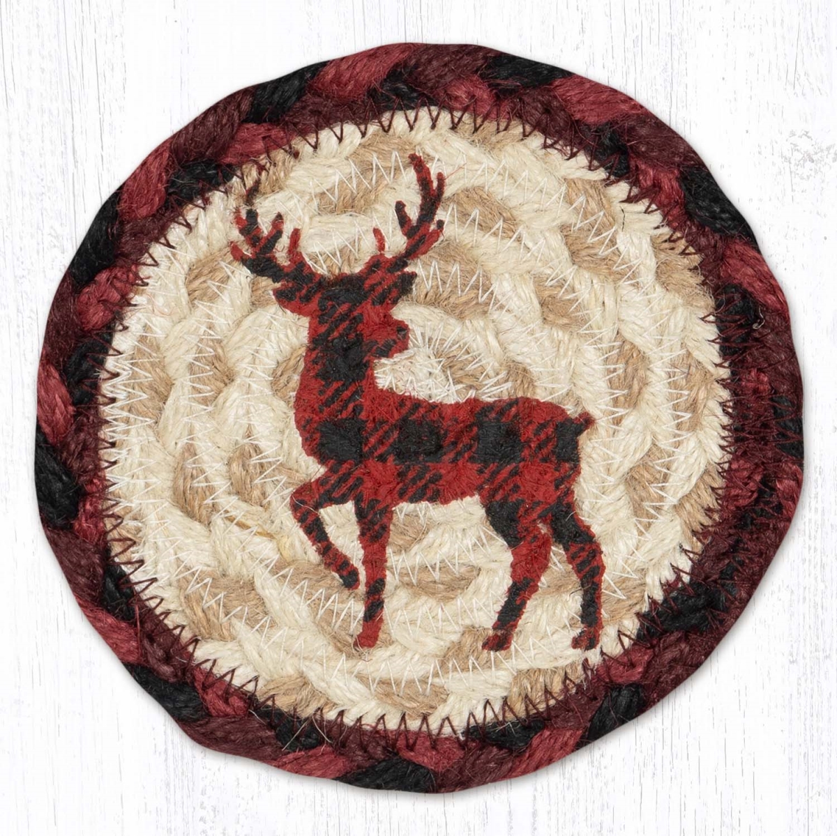 Picture of Earth Rug 31-IC864RPD 5 x 5 in. IC-864 Red Plaid Deer Printed Coaster